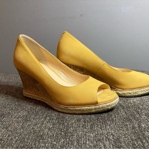 Cole Haan Mustard Soft Suede Wedges  Size 6.5